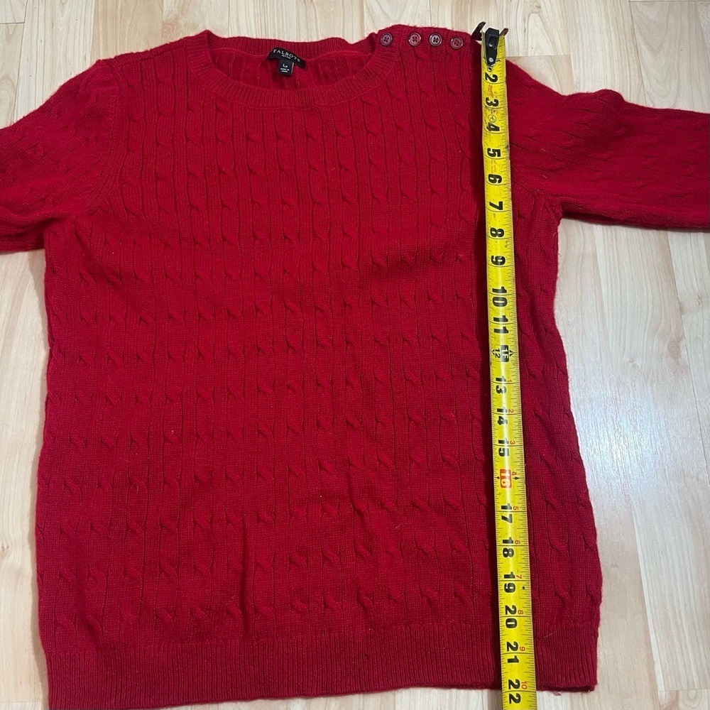 Talbots Womens Lambswool Blend Cable Knitted Button Sweater Size‎ LargeP - Picture 2 of 5